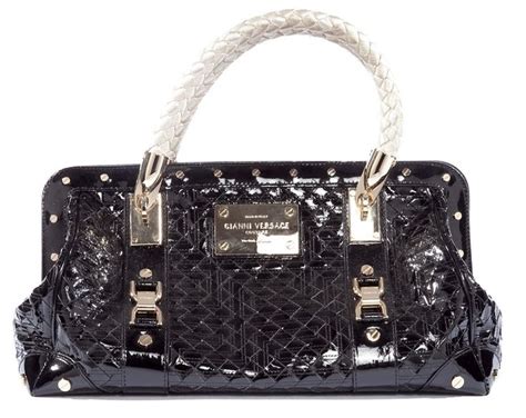 versace black patent handbag|authentic Versace purses.